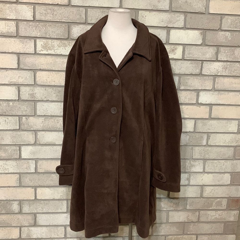 Roamans Womens Size 3x  Plush Fleece Brown Coat Jacket EUC